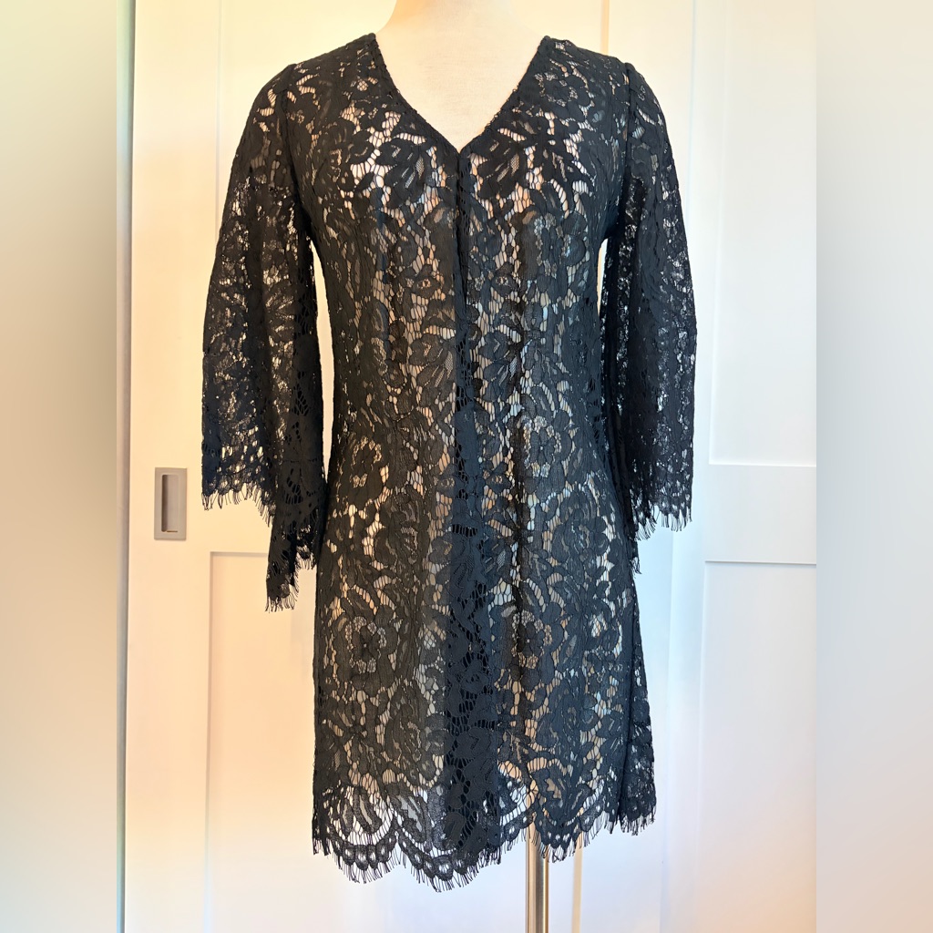 Black Lace V-Neck Mini Dress By Fame And Partners